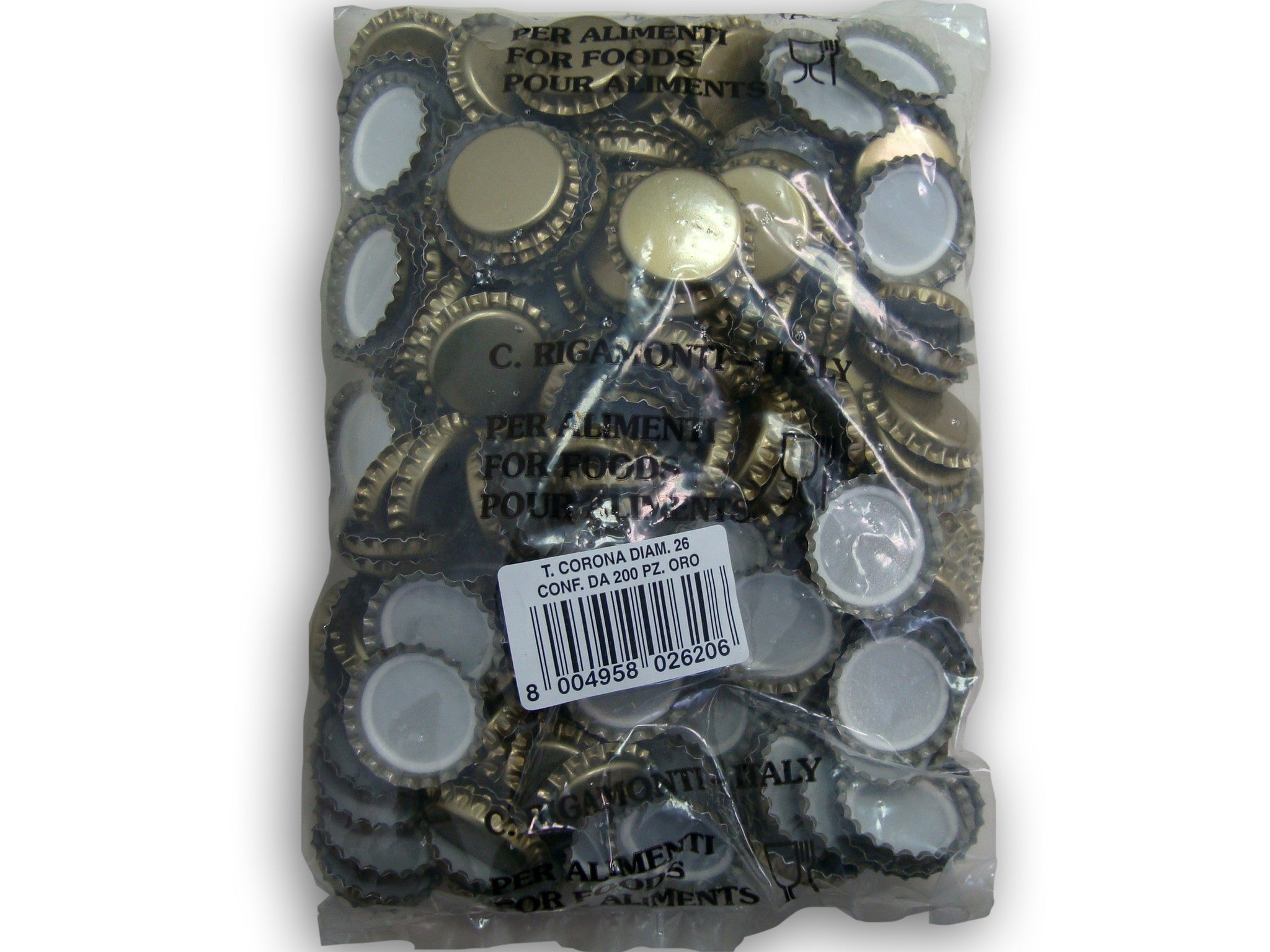 Tappi corona diam. 26 conf.200 pezzi