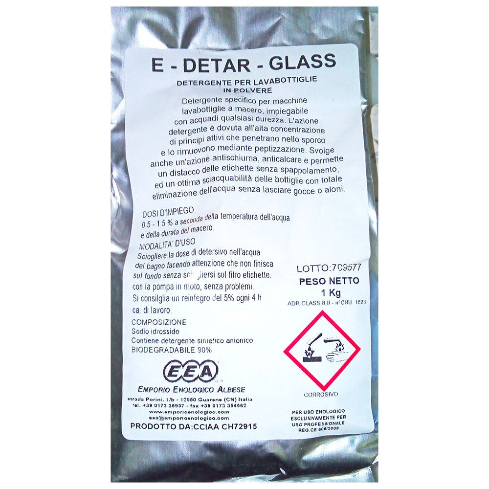 Detergente polvere per bottiglie E-Detar-Glass 1 kg