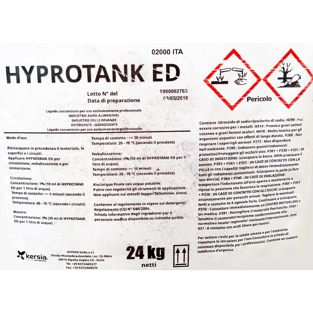 Detergente alcal/clorinato Hyprotank Ed 24 kg