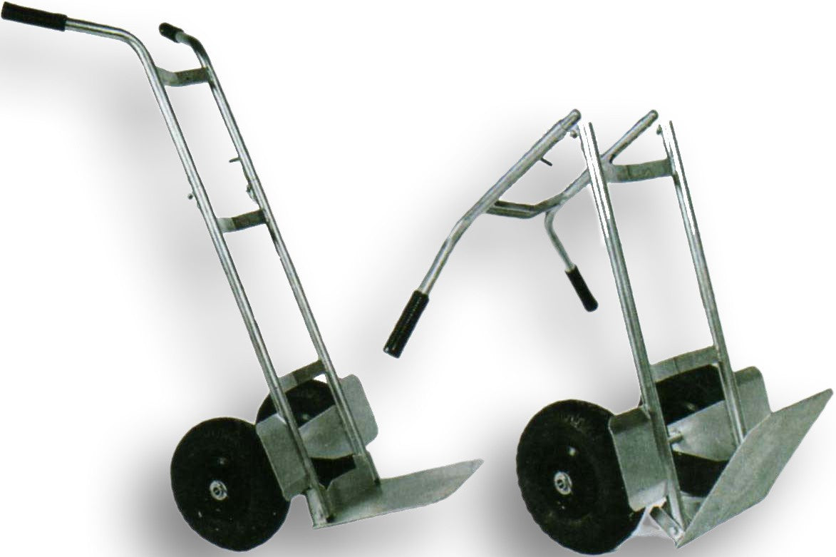 Folding cart, made on galvanized alluminium, with pneumatic wheels