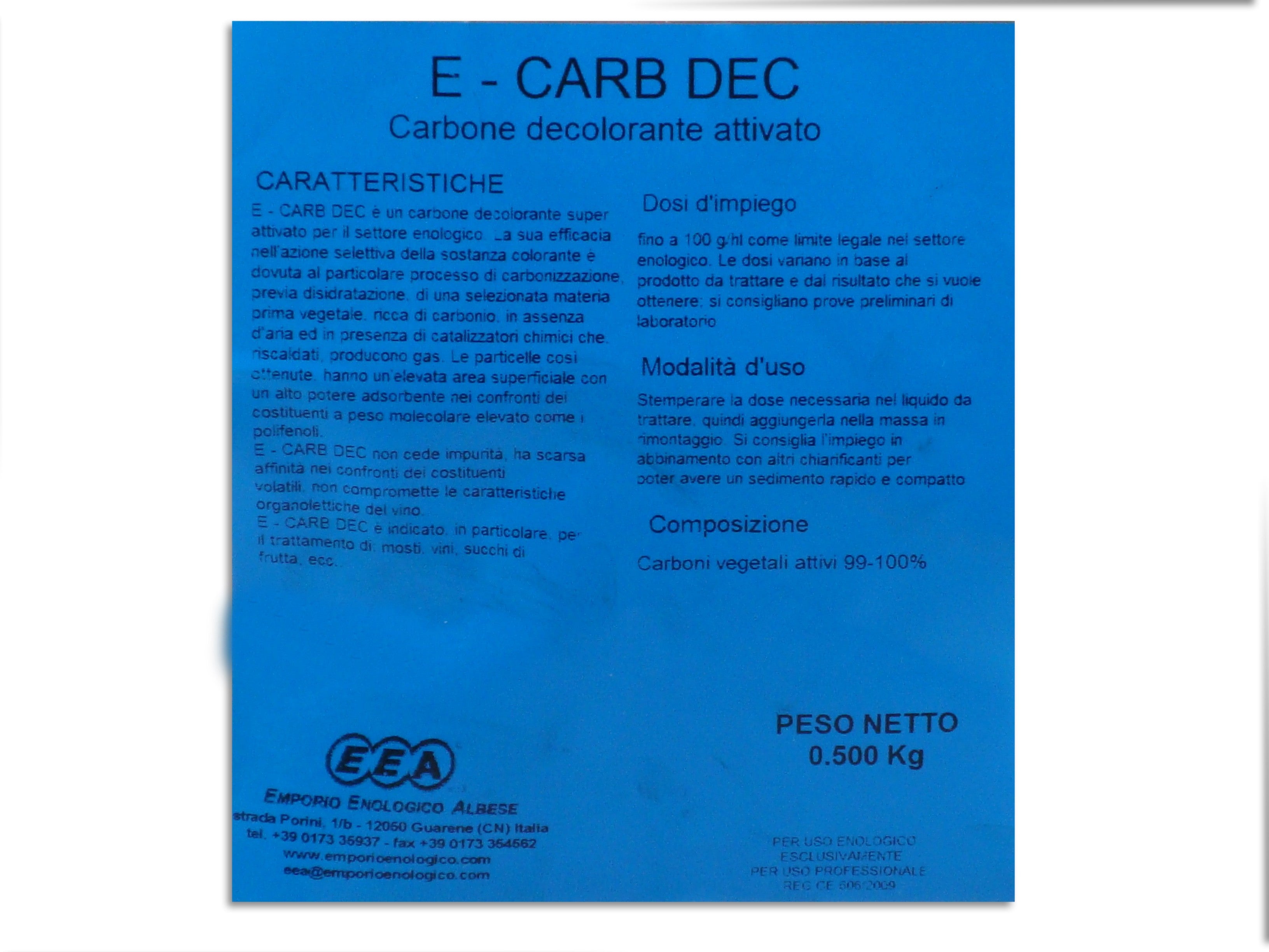 Decolourizing charcoal E-Carb box 0,5 Kg